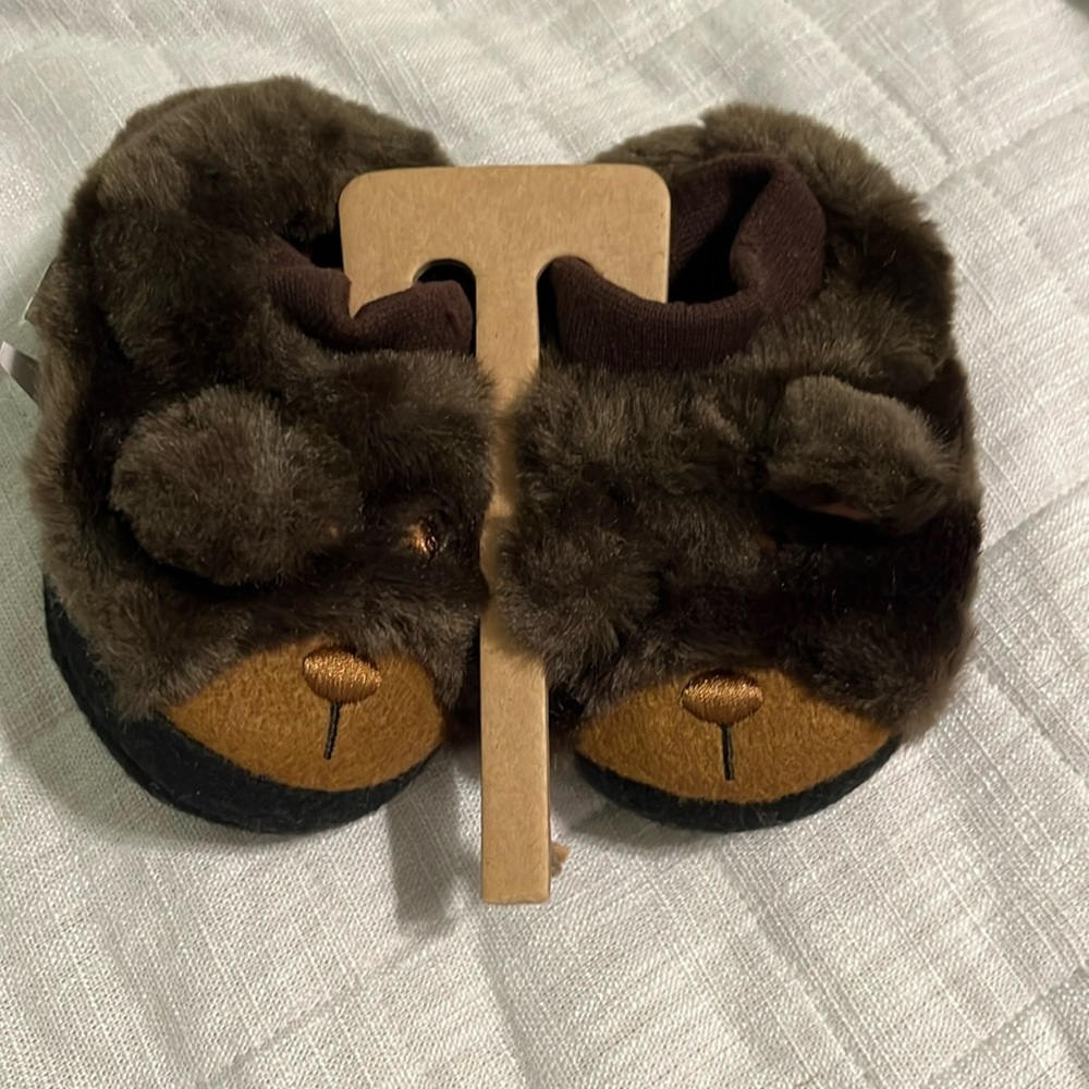 NWT L.L. Bean Toddlers Animal Paws Brown Bear Slippers
